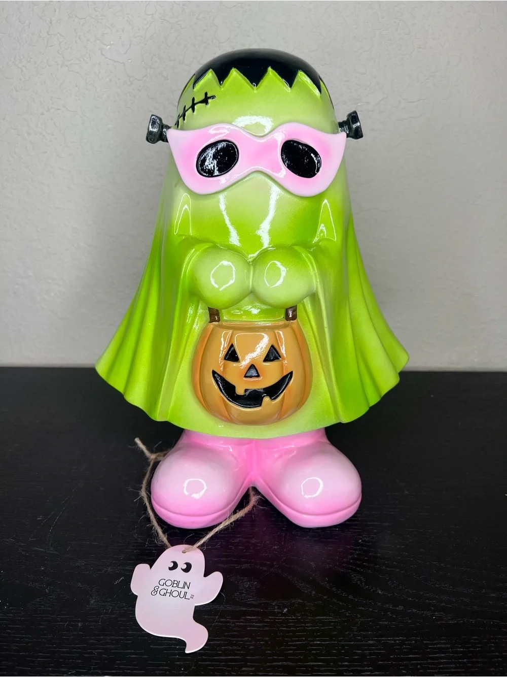 NEW 12” Goblin & Ghoul Frankenstein Ghost With Pink Boots Decor
